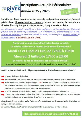 note inscription périscos 2025